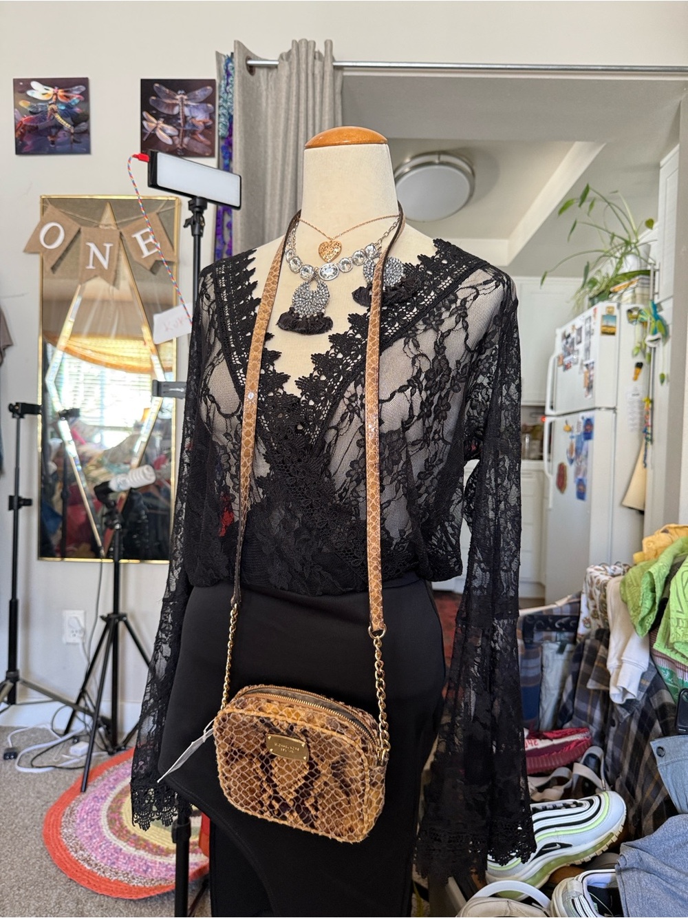 Black Lace V-Neck Sheer Top by BDKNY?
